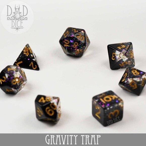 DND Dice Set - Gravity Trap - 7 Resin Dice - Fantasy RPG Tabletop Gaming - Picture 3 of 3